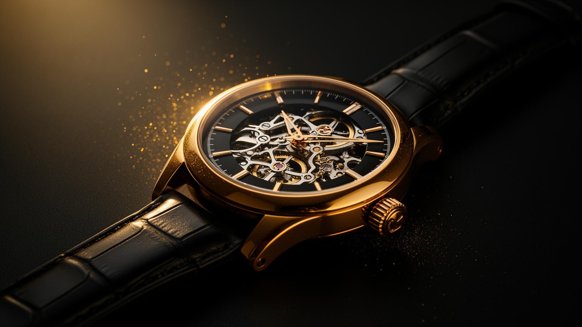 Luxury skeleton watch in gold